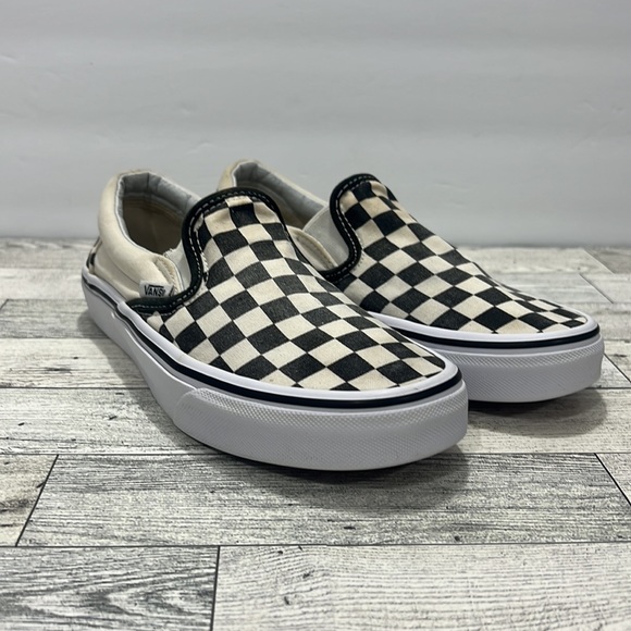 Vans Classic Unisex Size 4.5 US Slip On Checkerboard Canvas White Black Shoes - Picture 11 of 16